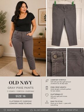 Women's Old Navy Gray/Grey Pixie Pants Size 16